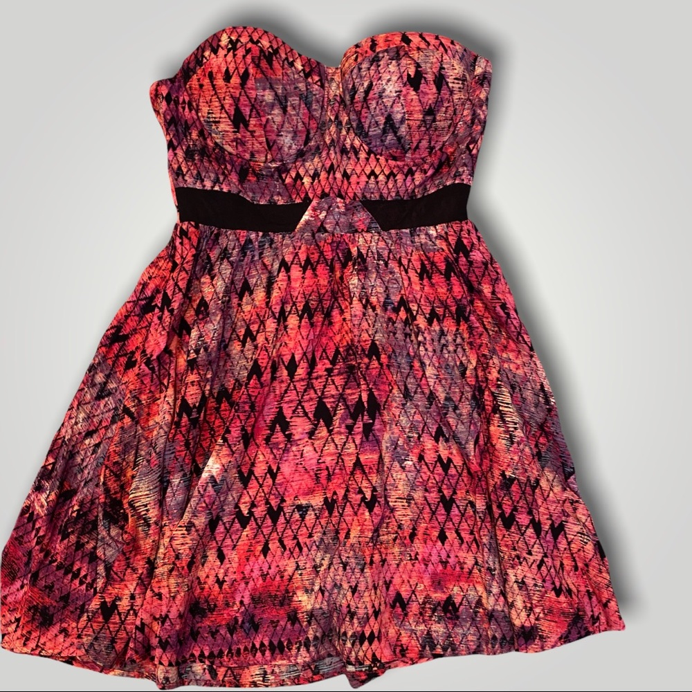 NWT Material Girl Women’s Pink Purple Strapless Mini Dress Sweetheart Size M